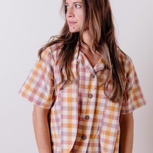 Dina Top - Blush Plaid - Image 2