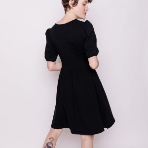 Inez Bubble Sleeve Dress - Black Jersey - Image 8