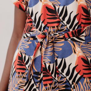 Montrose Tie Dress - Layered Palms Peach - Image 2