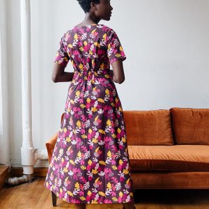 Artsy Traveler Short Sleeve Midi Dress - Leaves - Image 4