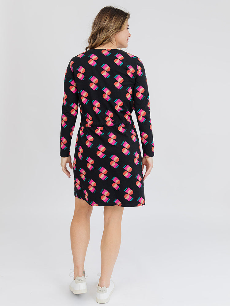 Abby Long Sleeve Dress - Memphis Shapes Black - Image 2