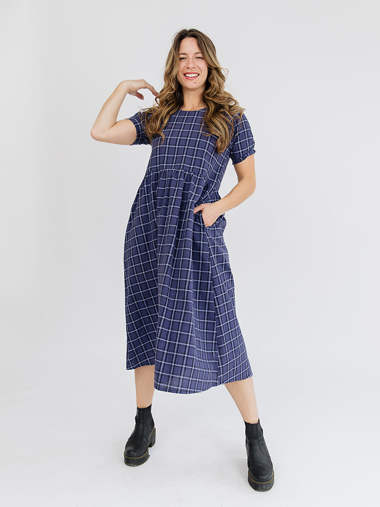 Kavita Dress - Indigo Plaid - Image 2