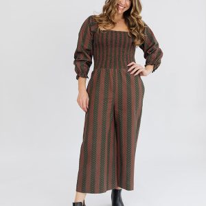 Theodora Jumpsuit - Chevron Fern Red - Image 5