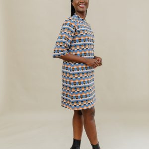 Eve Dress - Circle Stripe Blue - Image 4