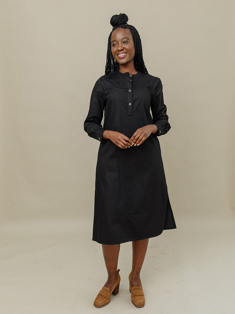 Ranji Midi Dress - Black Denim - Image 1