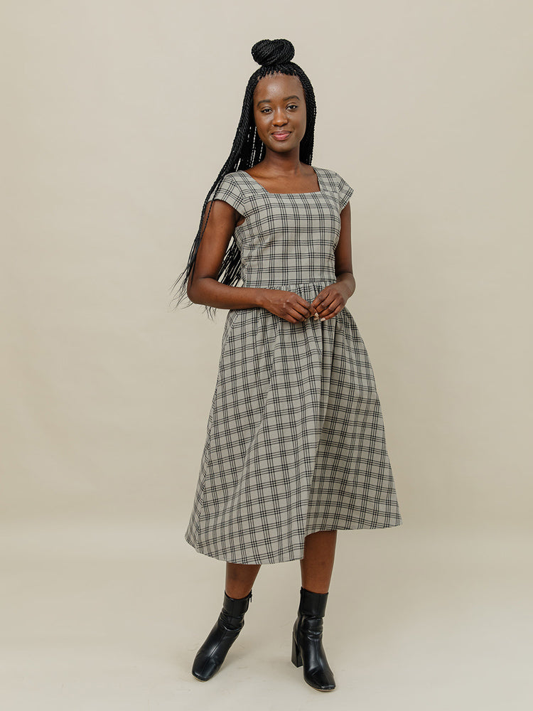 Rupi Midi Dress - Cement Plaid - Image 1