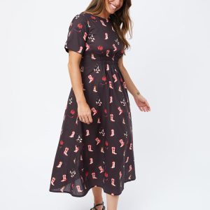Artsy Traveler Short Sleeve Midi Dress - Two Step Dusk - Image 1