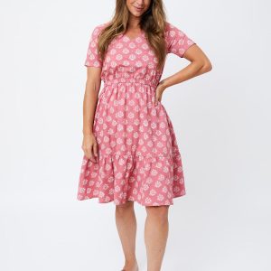 Lydia Dress - Floral Stamp Rose - Image 1