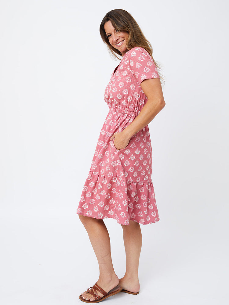 Lydia Dress - Floral Stamp Rose - Image 2