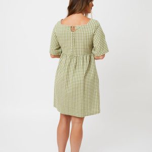 Nico Short Sleeve Mini Dress - Sage Gingham - Image 6