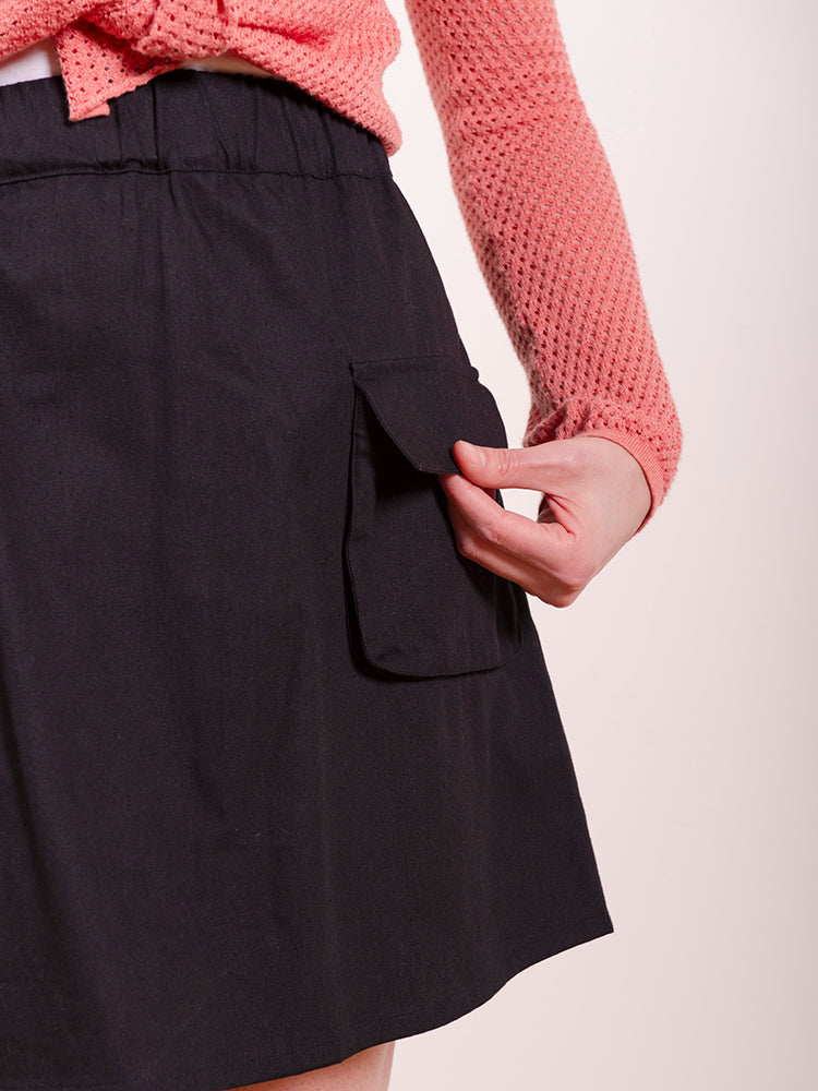 Pocket Skirt - Black Denim - Image 1