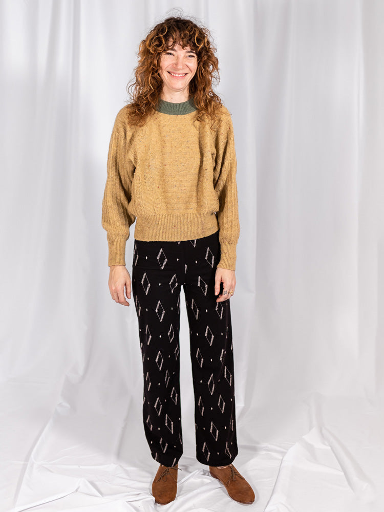 Fold Over Bootcut Pant - Diamond Vine Black - Image 2