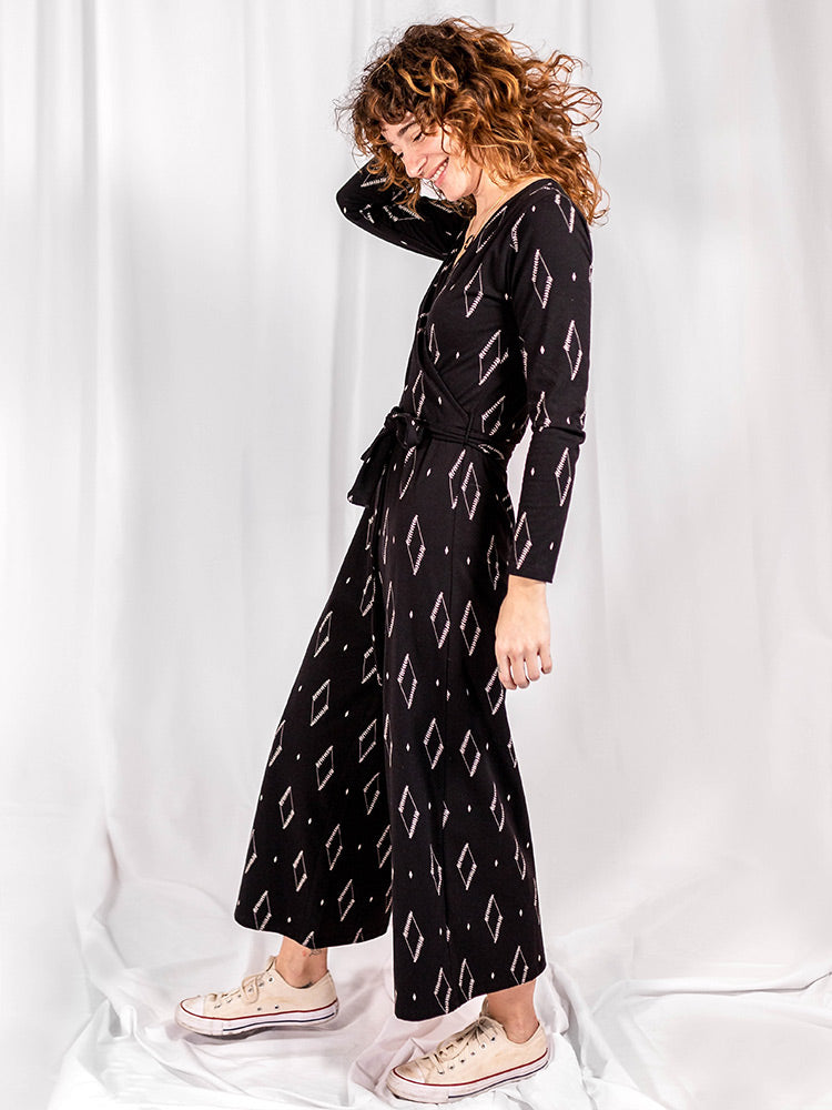Rita Long Sleeve Jumpsuit - Diamond Vine Black - Image 1