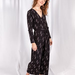 Rita Long Sleeve Jumpsuit - Diamond Vine Black - Image 4