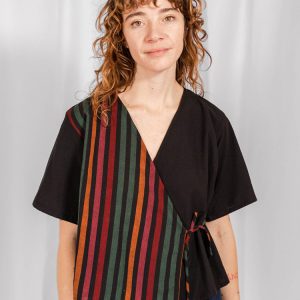 Winona Wrap Top - Sunset Stripe Mix - Image 1