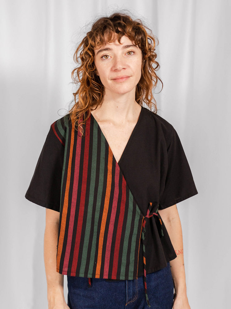 Winona Wrap Top - Sunset Stripe Mix - Image 1