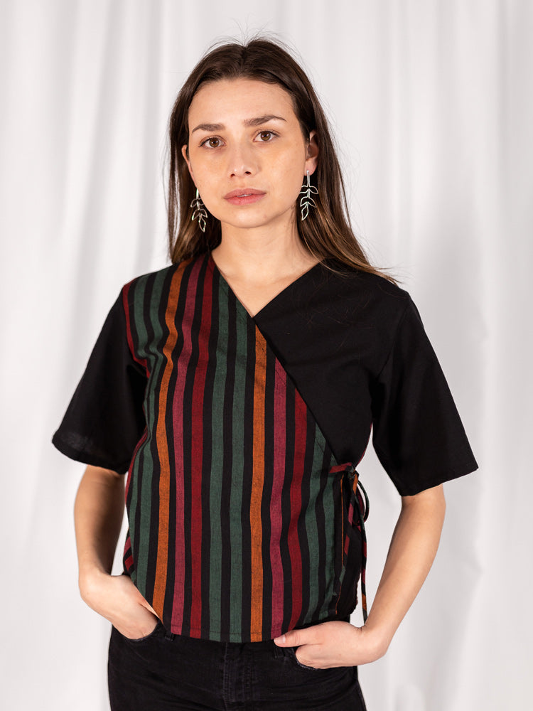 Winona Wrap Top - Sunset Stripe Mix - Image 3