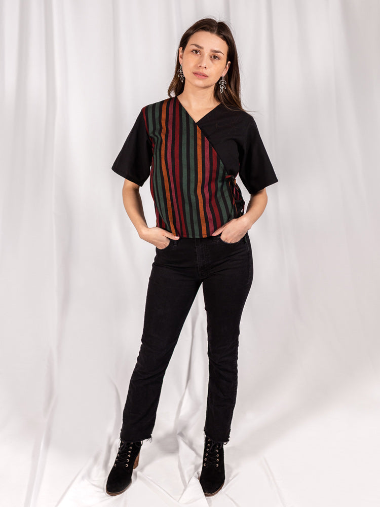 Winona Wrap Top - Sunset Stripe Mix - Image 4