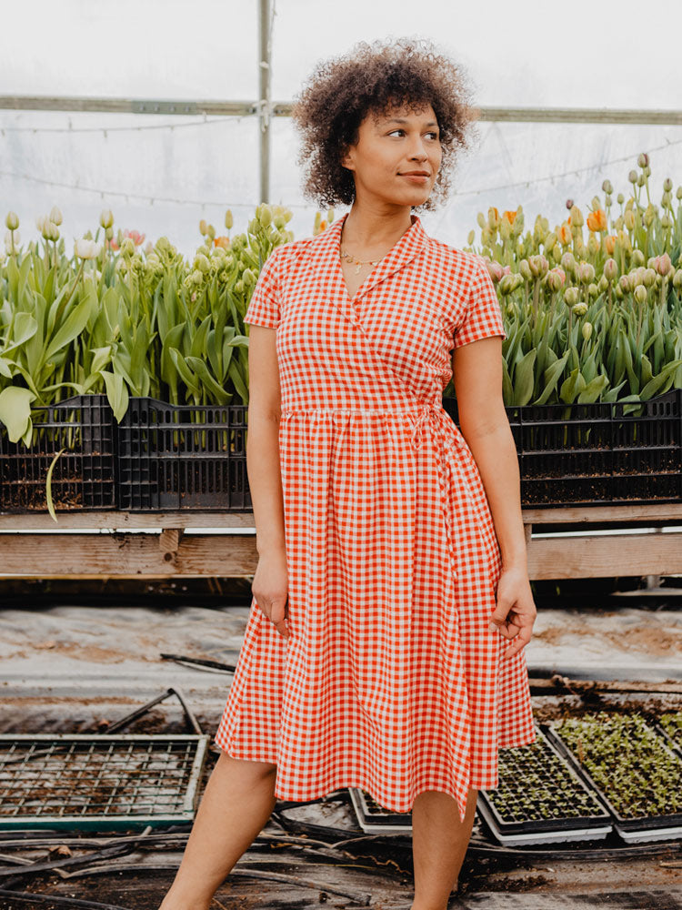 Annie Wrap Dress - Cherry Gingham - Image 1