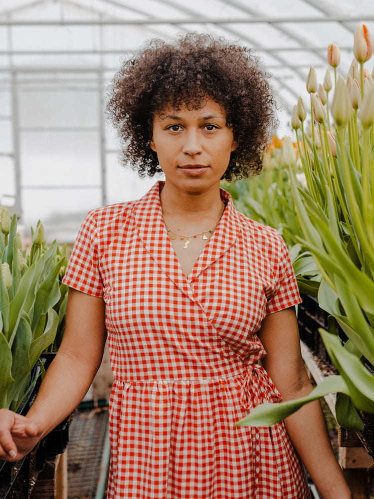 Annie Wrap Dress - Cherry Gingham - Image 3