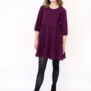 Bellini Long Sleeve Dress - Diamond Vine Dark Purple - Image 7