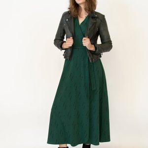 Katie Maxi Wrap Dress - Diamond Vine Dark Sage - Image 5