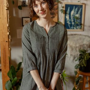 Vienna Pleated Dress - Woven Check Black - Image 1