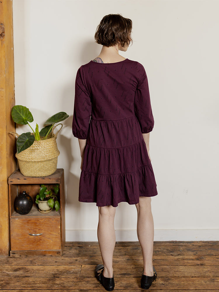 Bellini Long Sleeve Dress - Diamond Vine Dark Purple - Image 5