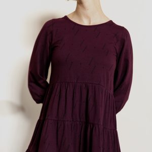 Bellini Long Sleeve Dress - Diamond Vine Dark Purple - Image 6