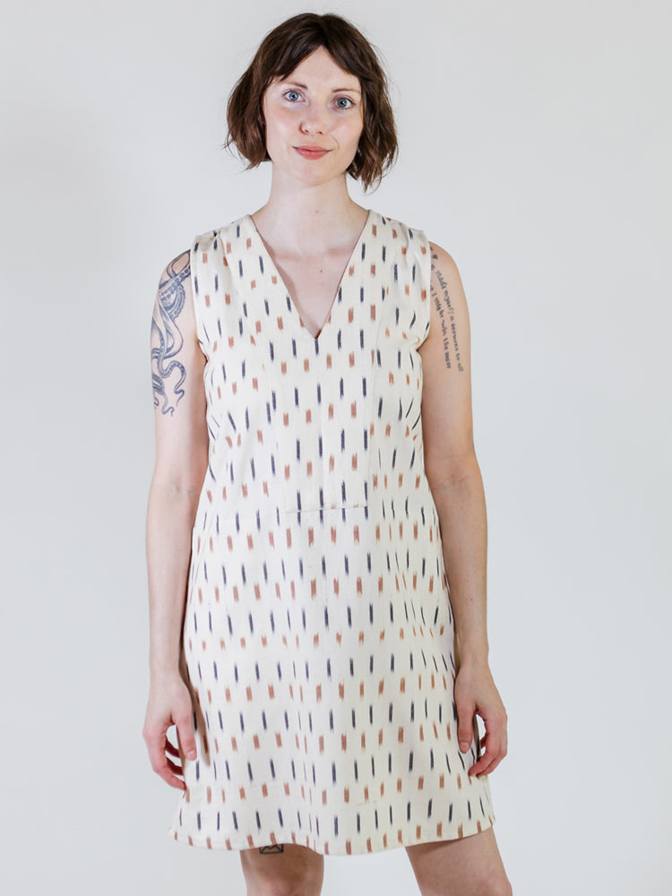 Milan Shift Dress - Ivory Ikat - Image 5