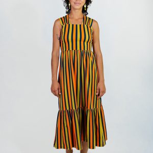 Opal Dress - Navy Chartreuse Stripe - Image 8