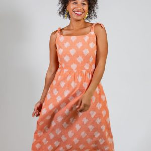 Provence Midi Dress - Peach Ikat - Image 6