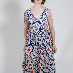 Thais Tiered Sleeveless Dress - Navy Floral - Image 5