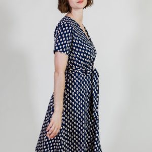 Katie Wrap Dress - Micro Floral Navy - Image 7