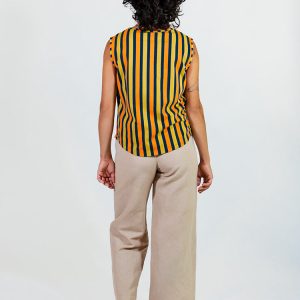 Millie Muscle Tee - Navy Chartreuse Stripe - Image 7