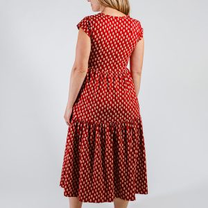 Tiered Jersey Dress - Micro Floral Red - Image 7