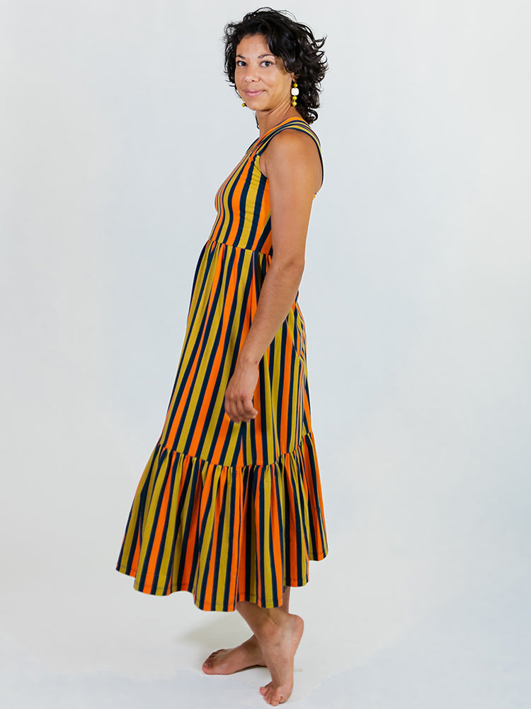 Opal Dress - Navy Chartreuse Stripe - Image 9