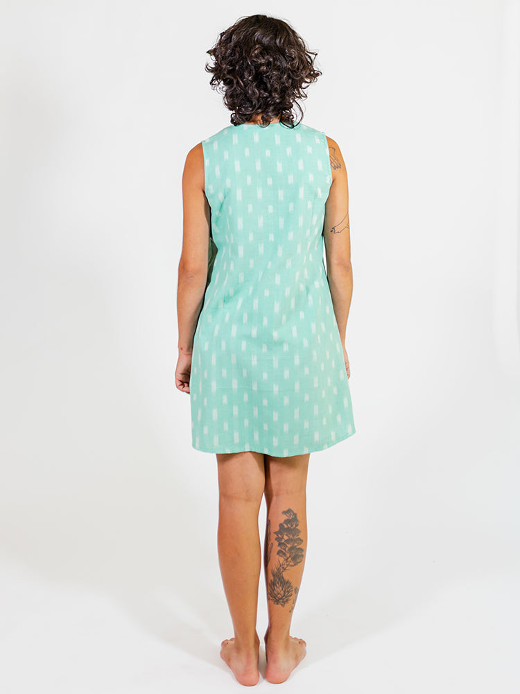 Pintucked Away Dress - Aqua Ikat - Image 6