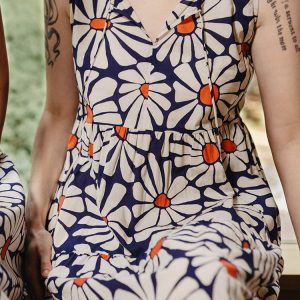 Thais Tiered Sleeveless Dress - Navy Floral - Image 1