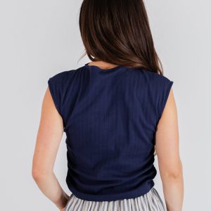 Ruched Top - Navy Rib Knit - Image 6
