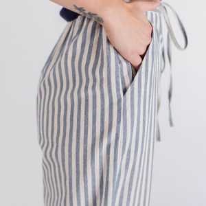 Emmy Drawstring Pant - Pinstripe Blue - Image 5