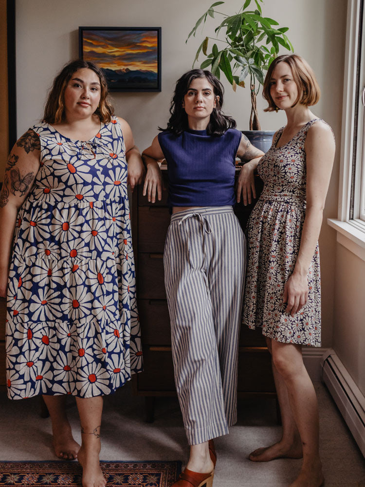 Emmy Drawstring Pant - Pinstripe Blue - Image 4