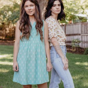 Pintucked Away Dress - Aqua Ikat - Image 4