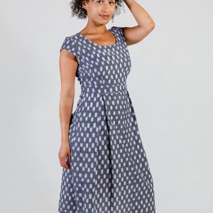 Vintage Pleat Dress - Blue Ikat - Image 5