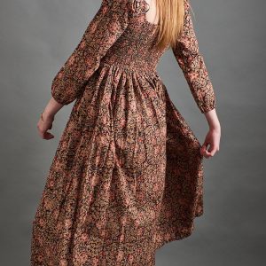 Hailee Smocked Midi Dress - Black Floral - Image 3