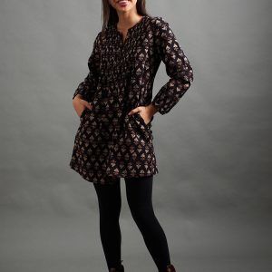 Victoria Tunic Dress - Black Mini Blossom - Image 4