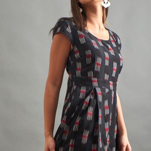 Vintage Pleat Dress - Black Ikat - Image 8