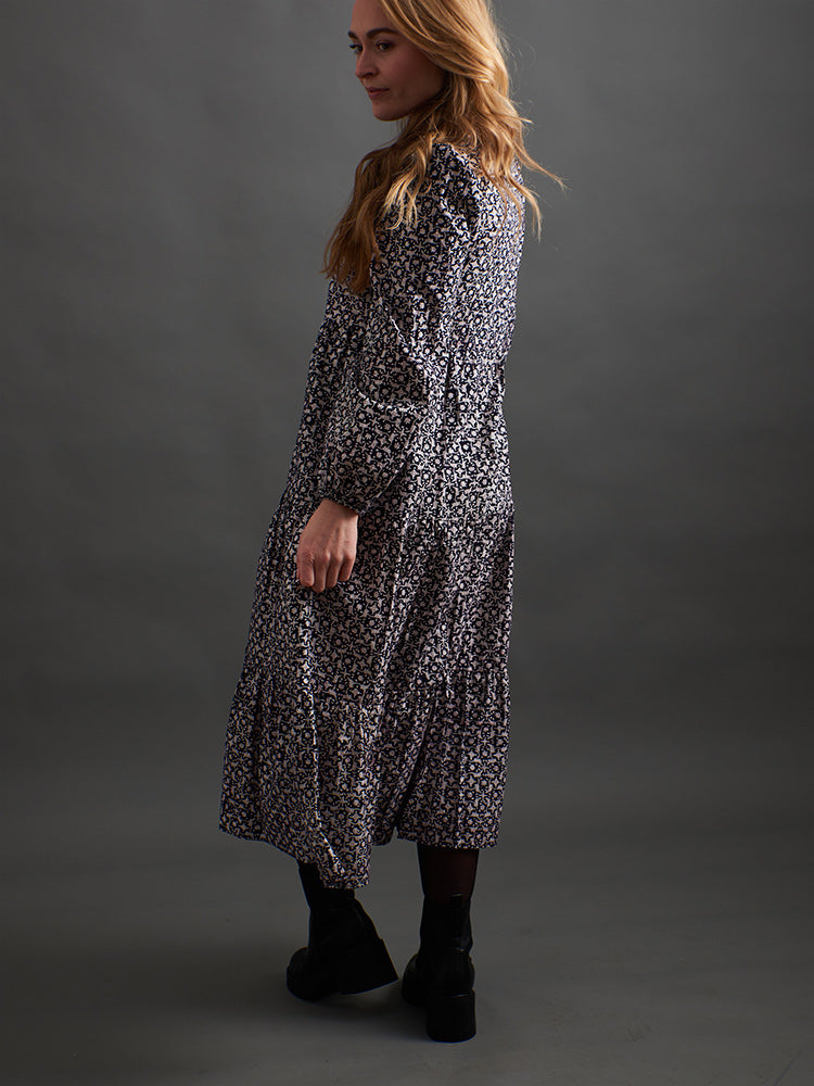 Norah Tiered Dress - Black Botanical - Image 10