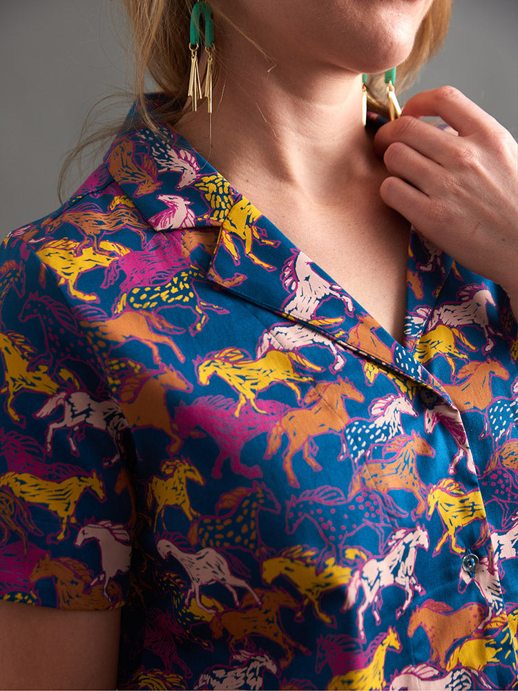 Camp Shirt - Blue Horses - Image 5