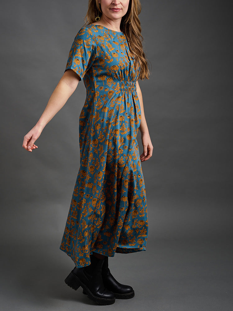 Artsy Traveler Midi Dress - Teal Floral - Image 3